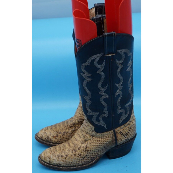 Vintage Cowtown Back Cut Python Semi Round Western Cowboy Boot SIze 5.5 D